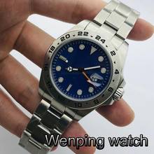 Bliger 43mm New Men's Top Mechanical Watch Silver Case Sapphire Glass Blue Sterile Dial Date Luminous Waterproof Automatic Watch 2024 - buy cheap