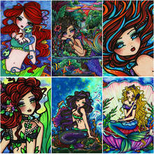 Diy 5d Diamond Painting Cross Stitch Mermaid picture square Rhinestones full Diamond Embroidery diamond Mosaic Handicraft 2024 - buy cheap