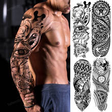 Татуировка-наклейка для мужчин и женщин, искусственная татуировка, большой водонепроницаемый череп, дракон, временная татуировка, руки над рукавом, бедра, боди-арт, Большая татуировка для ног 2024 - купить недорого