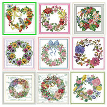 Garland Stamped Cross Stitch Kits Joy Sunday Flower Printed 11CT 14CT Print Counted Printing Craft Kit Embroidery Needlework Set 2024 - buy cheap