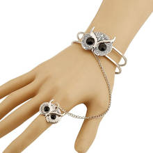 Nueva pulsera de anillo de cadena de apertura de búho simple retro de moda europea americana 2024 - compra barato
