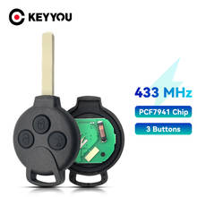 KEYYOU-llave de coche remota de 3 botones para mercedes-benz Smart Fortwo, 451, 2007, 2008, 2009, 2010, 2011, 2012, 2013, 433Mhz, ID46, 5 uds. 2024 - compra barato