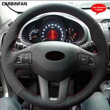 Protector de cuero negro para volante de coche, capa superior, cosido a mano, para Kia Sportage 3 2003-2012, Kia Ceed 2011 2024 - compra barato