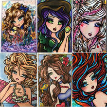 5D DIY diamond painting cartoon girl full square round diamond embroidery mosaic artist home decoration children's gift HR1589 2024 - buy cheap