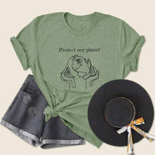 Camiseta de protección de nuestro planeta para mujer, ropa vegana ecológica, camisetas con gráfico de la tierra, camisetas informales de moda, camiseta para mujer 2024 - compra barato