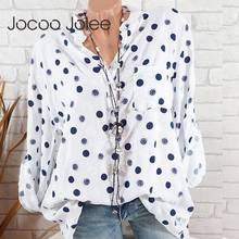 Jocoo Jolee Fahsion Women's Blouses Summer Tops New White Loose Dot Print V Neck Full Sleeve Shirts Casual Tunic Plus Size 5XL 2024 - buy cheap