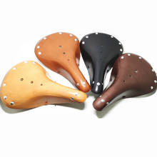 Cow Leather Vintage Style Saddle For Retro Bicycle City Bike Road MTB Durable Seat Custion Cycling Accessories 28*17*5cm 2024 - buy cheap