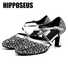 Hipposeus New Women Dance-Shoes Girls Ballroom Latin Modern Salsa Dancing Shoes Ladies Tango High Heel Soft Dance Shoes Sandals 2024 - buy cheap