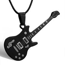 Fashion Guitar Necklace Men Women Choker Violin Pendant Stainless Steel Leather Rope Chain Boys Jewelry Party Couple Gifts 2024 - buy cheap