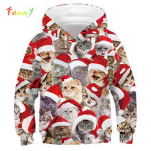 Crianças moletom meninos meninas manga longa hoodies com capuz gato bonito impresso pulôver natal traje 2019 moda crianças roupas 2024 - compre barato