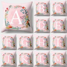 Almofadas decorativas de poliéster e rosa para decoração, alfabeto em inglês, capa de almofada, sofá, decoração de casa, travesseiro 2024 - compre barato