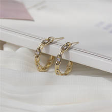 Ins Hot Sale Luxury 14K Real Gold Chain Metal Stud Earrings for Women Cubic Zircon ZC Earrings 2024 - buy cheap