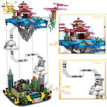 HUIQIBAO 1116Pcs Levitation Palace Street View Suspension Building Blocks Tensegrity Tech MOC City of Sky Lighting Bricks Toys 2024 - buy cheap