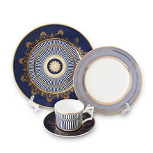 Conjunto de talheres de cerâmica, xícara e pires para jantar, vajilla, prato plano, porcelana azul, bandeja, decoração da casa, 1 peça 2024 - compre barato