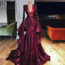 2020 Dubai  Abaya Turkish Evening Dress Long pagoda Sleeves Prom Dresses V Neck Pageant Party Gowns Robe De Soiree Longue 2024 - buy cheap