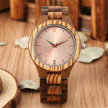 Ebony Zebrawood Men Watches Quartz Wooden Bangle Wrist Watch Red Seconds Coffee Brown Round Dial Male Natural Wood Timepiece 2024 - buy cheap