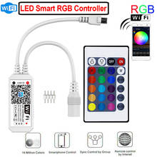 Mini controle para fita de led smart rgb, interruptor de luz sem fio com controle remoto wi-fi, 5v, 12v e 24v 2024 - compre barato