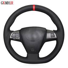 DIY Hand-Stitched Soft Black Genuine Leather Car Steering Wheel Cover For Toyota Corolla 2011 2012 2013 RAV4 2011 2012 2024 - buy cheap