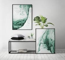 Pintura abstrata da parede, tela de aquarela verde, pinturas de decoração para casa, moderno, sem moldura, posteres no loft 2024 - compre barato