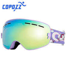 COPOZZ детские лыжные очки небольшого размера для детей двойная противотуманная маска UV400 очки для катания на лыжах для девочек и мальчиков очки для сноуборда 2024 - купить недорого