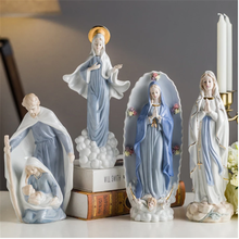 Decoração de jesus em cerâmica, decoração caseira da virgem maria em cerâmica, ornamentos pequenos para mesa 2024 - compre barato