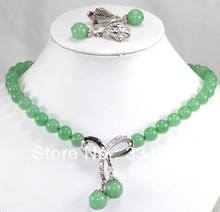 noblest 10mm green Jades necklace 17 inch + pendant & earrings set 2024 - buy cheap