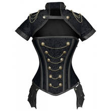 Corpete de corte preto e vermelho, conjunto de roupas femininas sexy de corte estilo steampunk gótico e retrô, ossos de aço, corpete feminino 2024 - compre barato