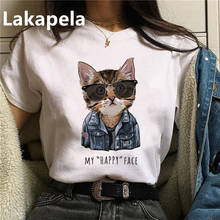Camiseta con estampado de gato en 3D para mujer, remera informal Kawaii Harajuku de manga corta, ropa informal de cuello redondo, Top para mujer 2024 - compra barato