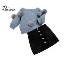 2020 New Spring Autumn Toddler Baby Girls Clothes 2PCS Ruffles Pom Pom Ball Sweater Tops+Skirts Lovely Sets Outfit 1-6Y 2024 - buy cheap