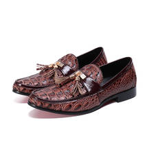 Zapatos de vestir con borlas para Hombre, mocasines de piel de serpiente, estilo italiano, Oxford 2024 - compra barato