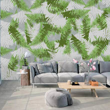 Papel tapiz 3D grande personalizado, mural retro pintado a mano, planta, hojas, Fondo de sala de estar, decoración de pared, pintura 2024 - compra barato