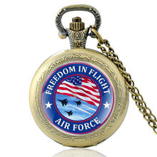 Freedom In Flight U.S.  Air Force Design Quartz Pocket Watch Men Women  Pendant Necklace Hours Clock 2024 - buy cheap