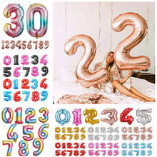 Balões de folha de ouro rosê 32 com dígitos, para decoração de festas de aniversário e casamento, globos 2024 - compre barato