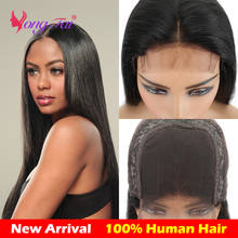 YuYongtai-Peluca de cabello humano liso de 4x4, postizo de encaje frontal, pelo brasileño con minimechones, 13x4 2024 - compra barato