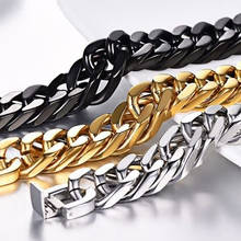 Mens Bracelets on Hand Stainless Steel Cuba Link Chain on Hand Hip Hop Gold Bracelet Hommeb Vintage Black Bracelet Jewelry 2020 2024 - buy cheap