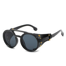 Óculos de sol redondo punk steam, óculos de sol com design de marca punk vintage uv400, óculos escuros de sol para homens e mulheres 2024 - compre barato