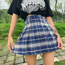FUFUCAILLM Women's Petticoat Fashion High Waist Plaid Print Preppy School Uniform A-Line Underdress Famale Pleated Mini Skirt 2024 - buy cheap