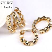 5 Pairs, Luxury Gold Hoop Earrings for Women Statement Geometric CZ Crystal Huggie Earrings Wedding Jewelry Gift 2024 - buy cheap