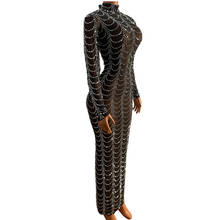 Vestido de fiesta de cumpleaños con diamantes de imitación para mujer, traje de actuación de noche, de manga larga, transparente 2024 - compra barato