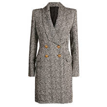 Casaco trench coat feminino com botões dragão, jaqueta estilosa de lã manteau femme para outono e inverno 2024 - compre barato