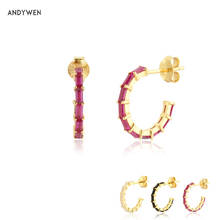 ANDYWEN-pendientes de plata de ley 925 para mujer, aretes Piercing de círculo dorado, rosa y rojo, regalo de boda, Clips de joyería de fiesta Punk Rock, 2021 2024 - compra barato