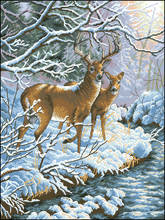 MM cross stitch kits  Counted Cross Stitch Kit Creekside Deer by Creek River Streams Winter Morning Snow dim 35182 2024 - buy cheap