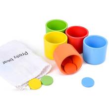 Taza a juego de clasificación de colores de madera Montessori para niños, juguetes educativos para edades tempranas 2024 - compra barato