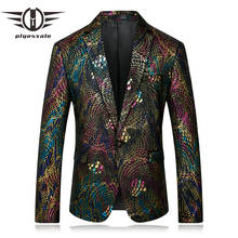 Litesxali blazer masculino de corte justo, roupa blazer masculina para palco para cantores, baile, paisley, jaqueta q 2024 - compre barato