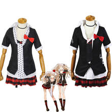 Fantasia de cosplay de danganronpa, 3 perucas, uniforme para meninas, para adulto, cosplay de junko, dia das bruxas, fantasia de anime 2024 - compre barato