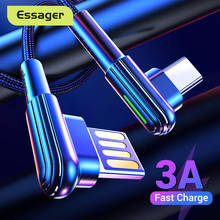 Essager USB C Mobile Phone Cable 90 Degree Type C USB Cord For Samsung S9 S8 Plus Note 3 USB-C Cable Typec 2024 - buy cheap