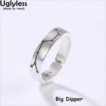 Uglyless-anillo abierto de plata fina 99% para hombre y mujer, sortija tallada Simple, con hebilla grande, Unisex, astrología, regalo, joyería fina, R1021 2024 - compra barato