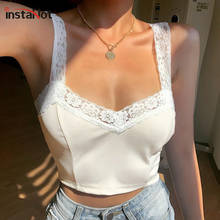 InstaHot 2020 crop top women sleeveless tank tops elegant casual vintage lace slim tops sexy backless camis 2020 vest female top 2024 - buy cheap