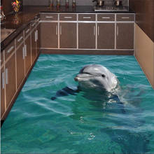 Пользовательские обои 3d Прекрасный Подводный мир дельфинов гостиной ванной пол самоклеющиеся росписи 2024 - купить недорого