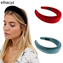 1PC Women Padded Wide Sponge Headband Glitter Velvet Sweet Candy Color Hair Hoop Vintage Party Stretchy Thick Headpiece 2024 - buy cheap
